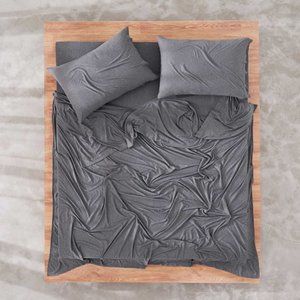 Calvin Klein Modern Cotton Jersey 4-piece Sheet Set – Dark Gray, Queen